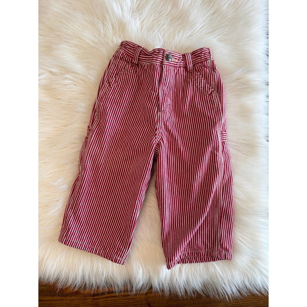 Vintage rare Oshkosh‎ red striped pants lined size 18m